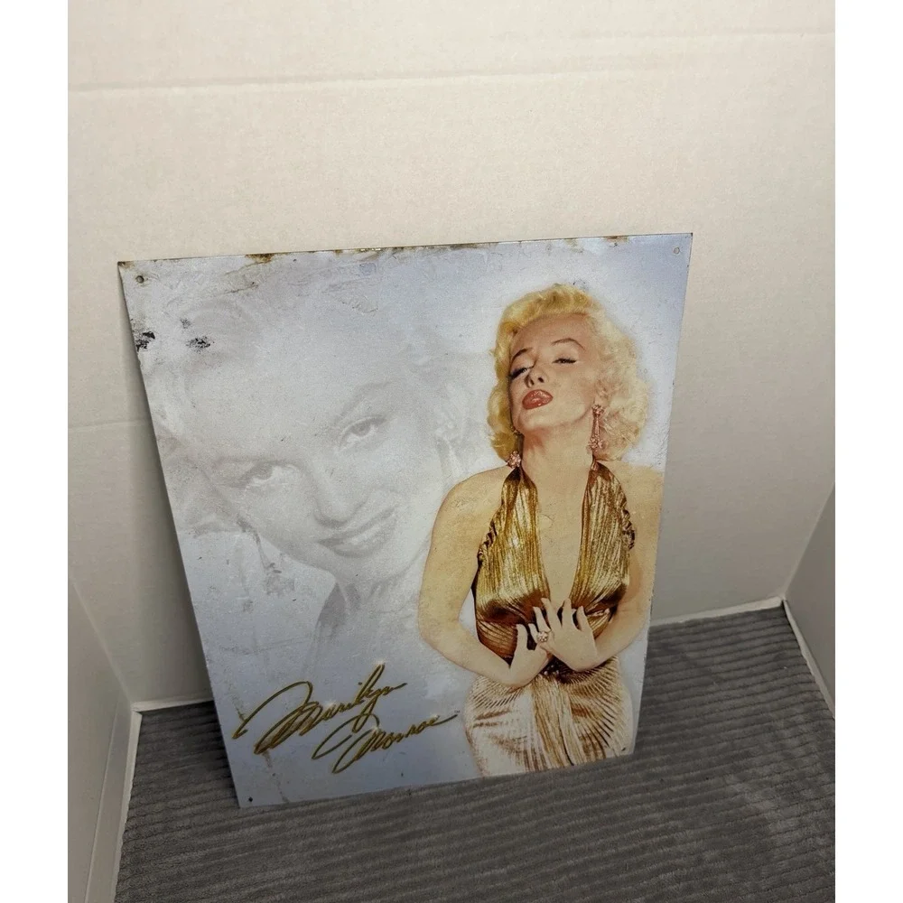 Retro Vintage Marilyn Monroe Gold Dress Tin Metal Sign Size 12 X 16